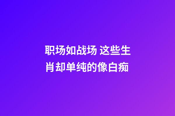 职场如战场 这些生肖却单纯的像白痴
